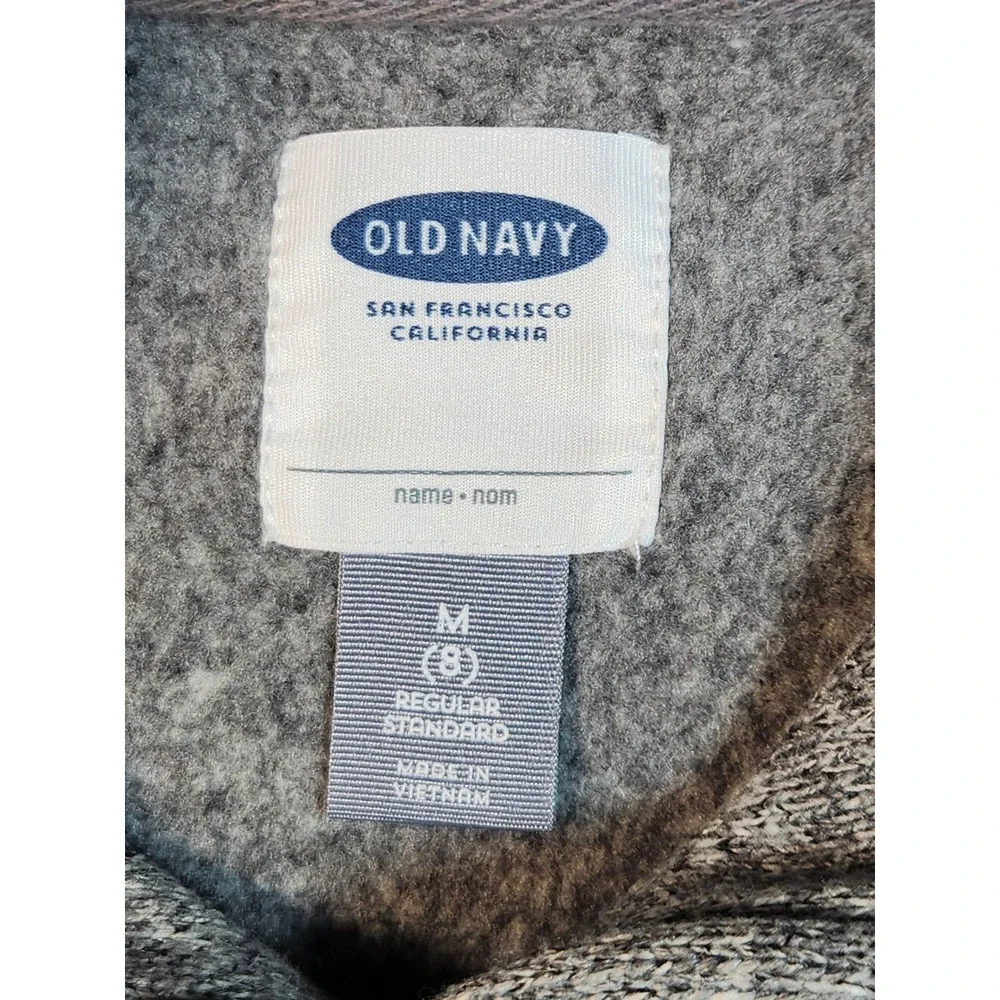 Old Navy Boys Grey Marl Shawl Collar Fleece Pullover Sweater Size M 8 275289-00